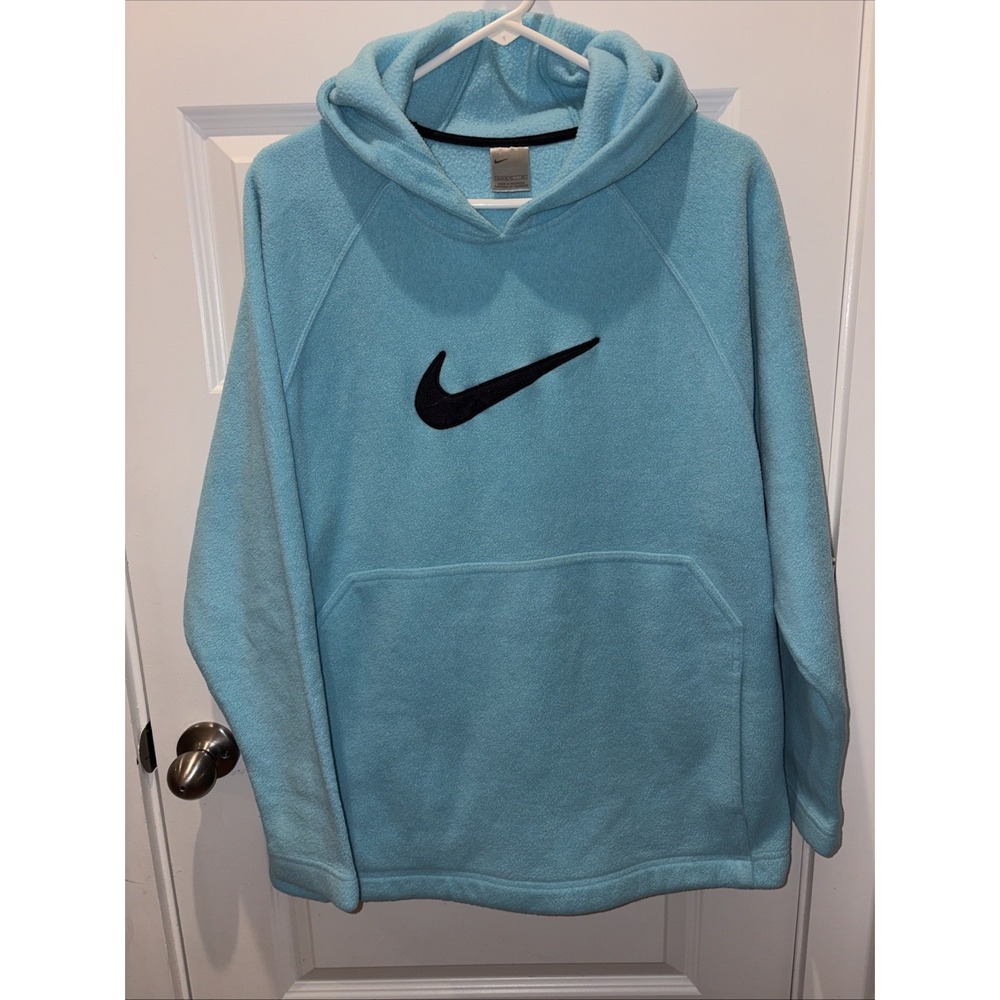Vintage Nike Hoodie Large Blue Fleece Pullover Sweater Streetwear